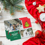 Grinch jul Family Photo Collage Helg Vykort<br><div class="desc">Anpassa det här söta Mr Grinch Helgdag Card genom att lägga till ditt favoritfoto och din anpassningsbar!</div>