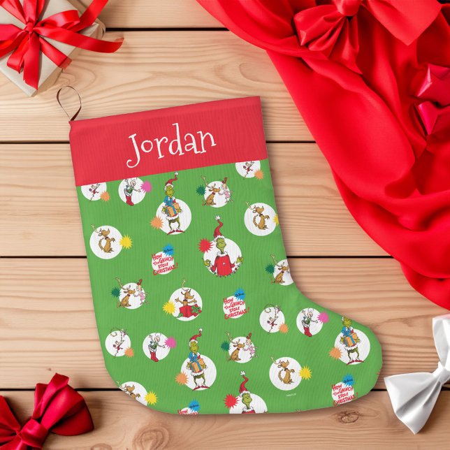 Grinch | Julprickmönster Stor Julstrumpa (Stocking on table)