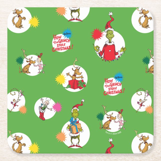 Grinch | Julprickmönster Underlägg Papper Kvadrat (Framsidan)