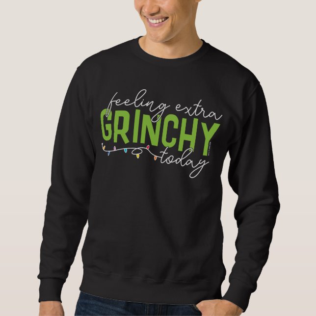 Grinch | Känner mig extra grinig idag Lång Ärmad Tröja (Framsida)