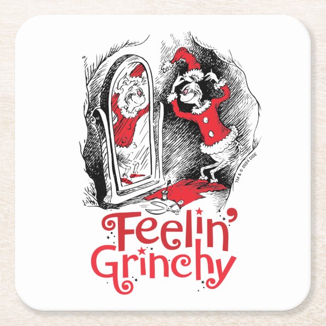 Grinch | Känner mig Grinchtig Underlägg Papper Kvadrat (Framsidan)