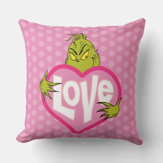 Grinch | Kärlek Rosa Heart Kudde (Framsida)
