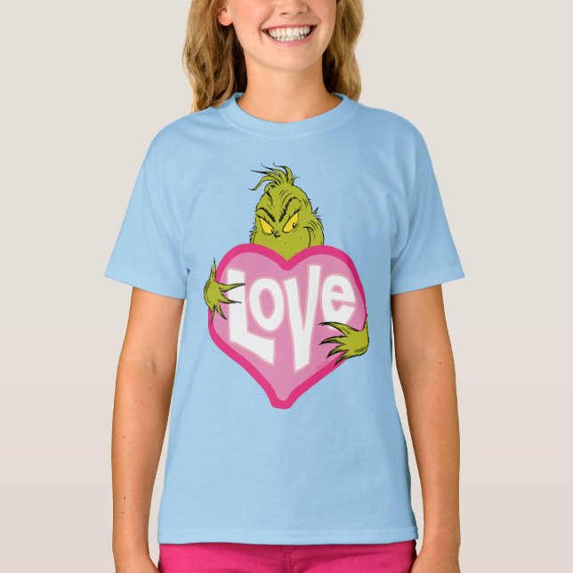 Grinch | Kärlek Rosa Heart Tee Shirt (Framsida)