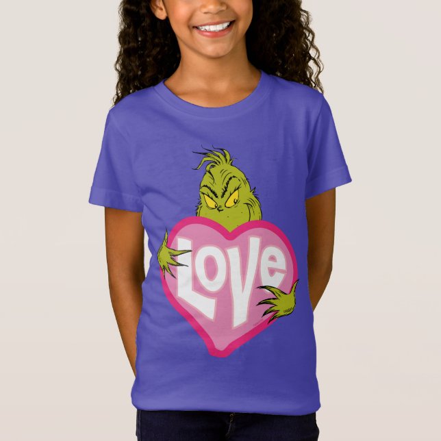 Grinch | Kärlek Rosa Heart Tee Shirt (Framsida)