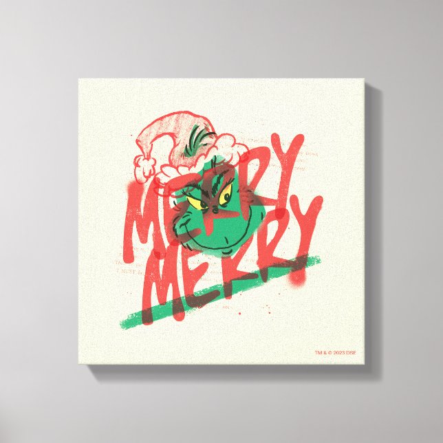 Grinch | Korrigera merry Grunge Graphic Canvastryck (Framsida)