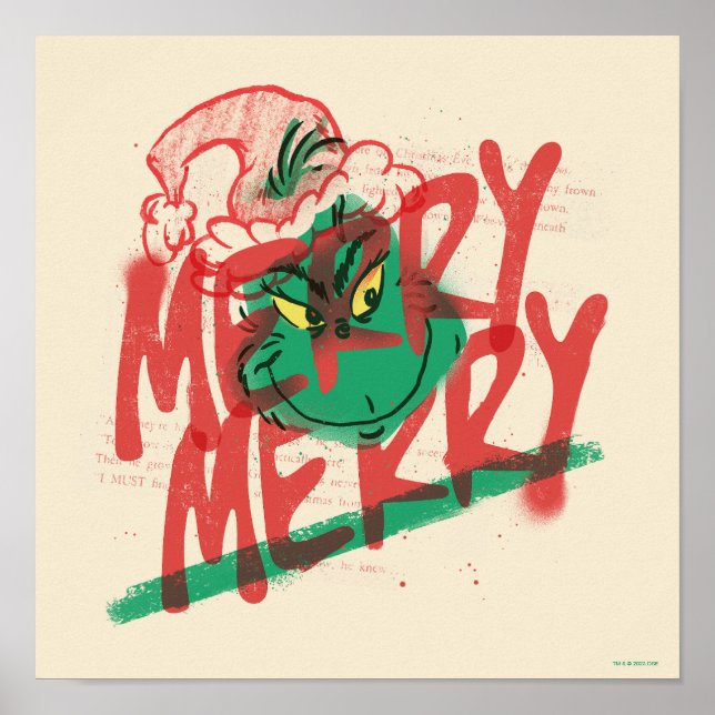 Grinch | Korrigera merry Grunge Graphic Poster (Framsidan)