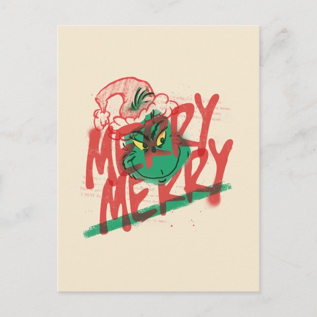 Grinch | Korrigera merry Grunge Graphic Vykort (Framsida)