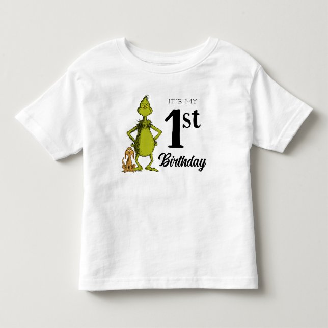 Grinch Krita Första Födelsedagen T Shirt (Framsida)