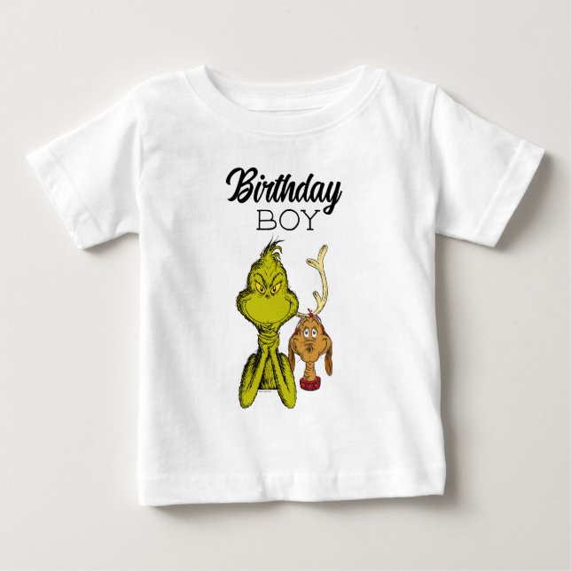 Grinch Kritskrift Födelsedags Pojke T Shirt (Framsida)
