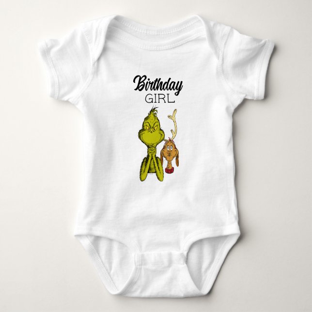 Grinch Kritskrift Födelsedagsflicka T Shirt (Framsida)