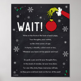 Grinch Kritskrift Gästbok Party Skylt