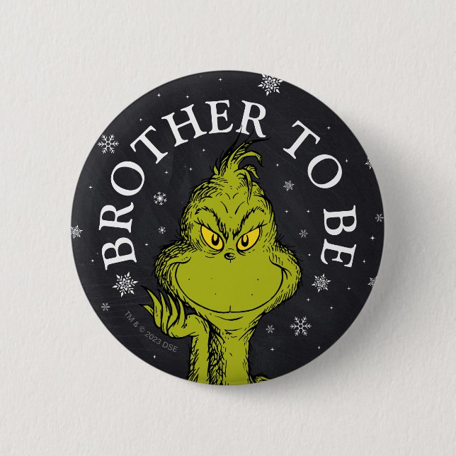 Grinch Kritstavla Baby Shower | Bror på väg Knapp (Framsida)