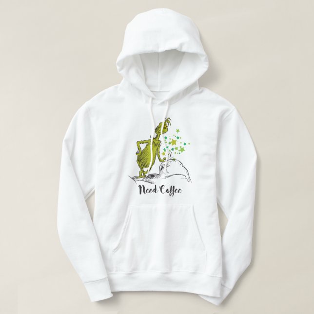 Grinch | Lustigt behov av kaffe Hoodie (Design framsida)