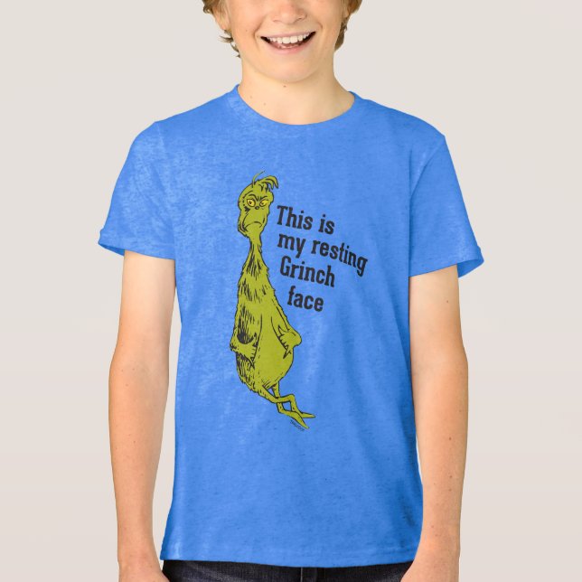 Grinch | Lustigt Reste Grinch Ansikte T-shirt (Framsida)