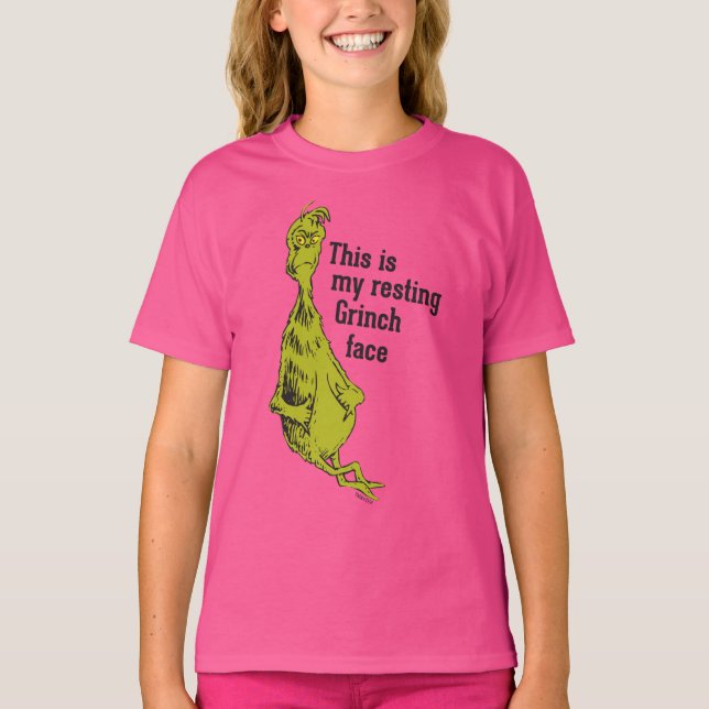 Grinch | Lustigt Reste Grinch Ansikte Tee Shirt (Framsida)