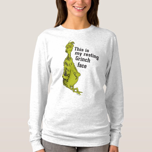 Grinch | Lustigt Reste Grinch Ansikte Tee Shirt (Framsida)