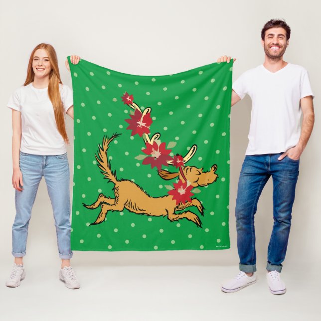 Grinch | Max julpoinsettia Fleecefilt (På plats)