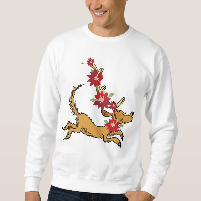 Grinch | Max julpoinsettia Lång Ärmad Tröja (Framsida)