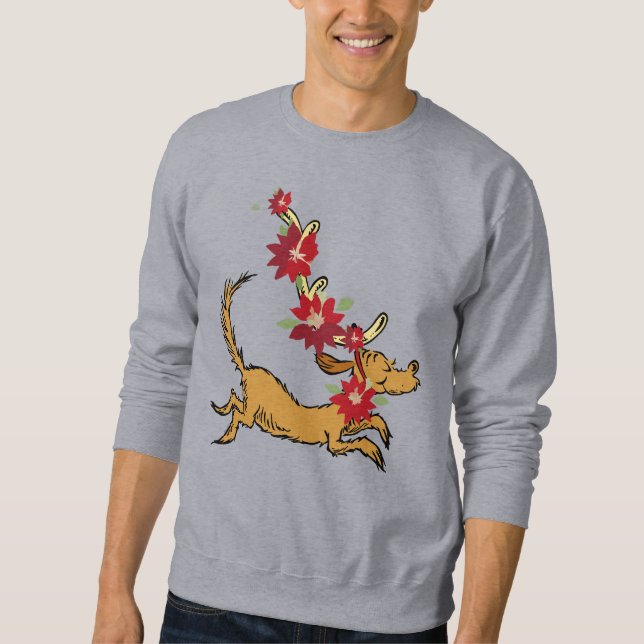 Grinch | Max julpoinsettia Lång Ärmad Tröja (Framsida)