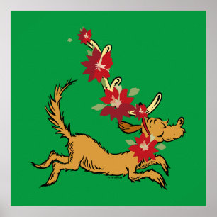 Grinch Max julpoinsettia Poster