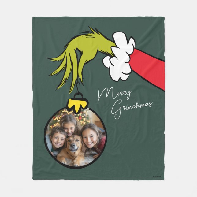 Grinch Merry Grinchmas Family Photo Christmas Flee Fleecefilt (Framsidan)