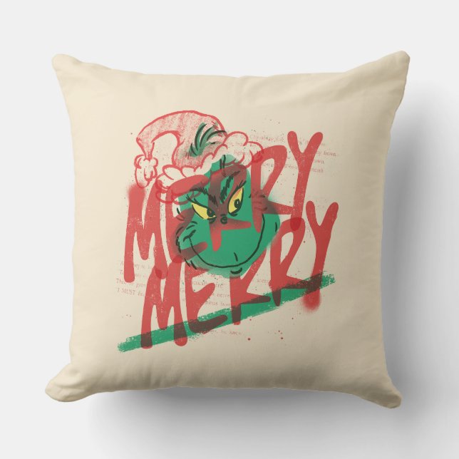 Grinch | Merry Merry Grunge Grafik Kudde (Framsida)