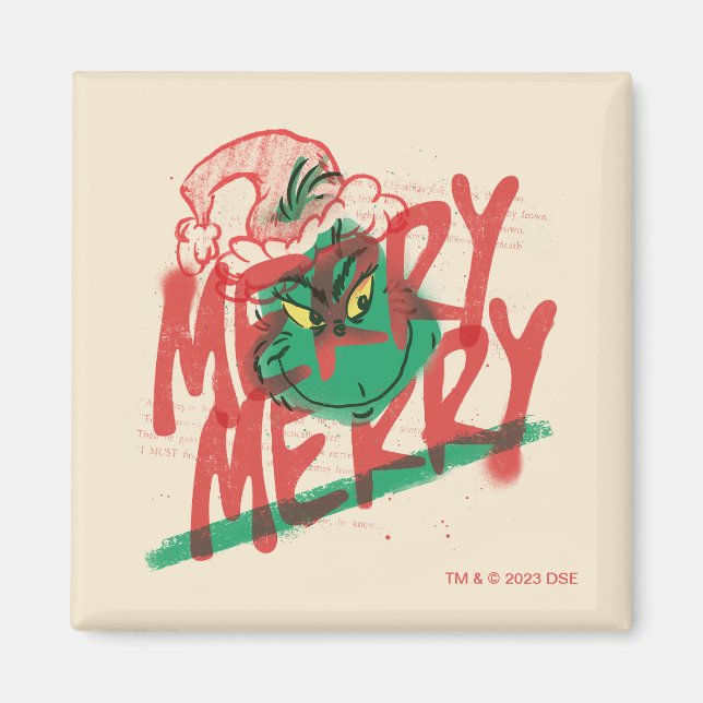 Grinch | Merry Merry Grunge Grafik Magnet (Framsidan)