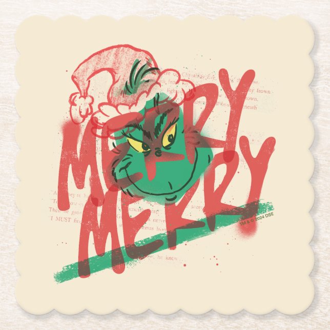 Grinch | Merry Merry Grunge Grafik Underlägg Papper (Framsida)