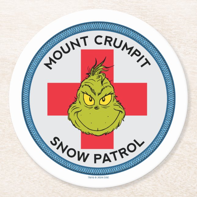 Grinch | Mt Crumpit Snö Patrol Underlägg Papper Rund (Framsidan)