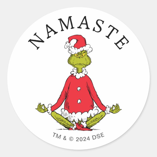 Grinch | Namaste Jultomten Runt Klistermärke (Framsida)