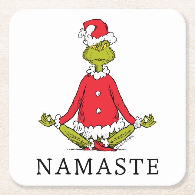 Grinch | Namaste Tomte Underlägg Papper Kvadrat (Framsidan)