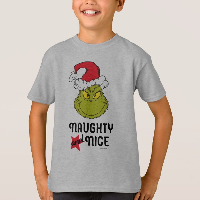 Grinch | Naughty and Nice T Shirt (Framsida)