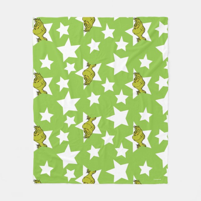 Grinch Peeking Star Pattern Fleecefilt (Framsidan)