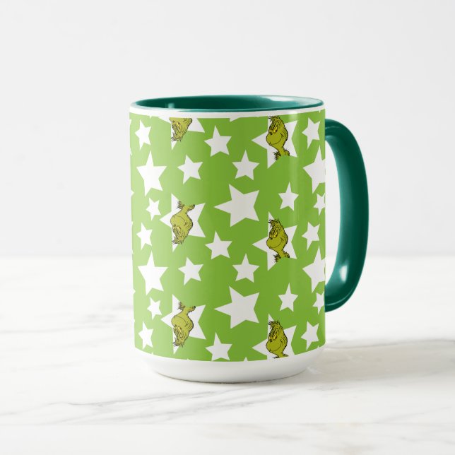 Grinch Peeking Star Pattern Mugg (Framsida höger)