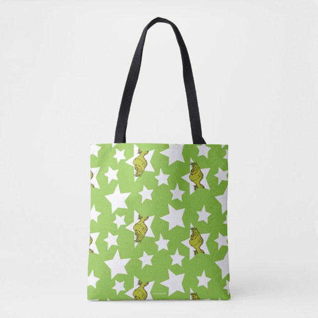 Grinch Peeking Star Pattern Tygkasse (Framsida)