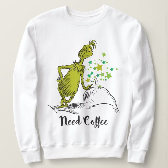 Grinch | Rolig Behöver Kaffe T Shirt (Design framsida)