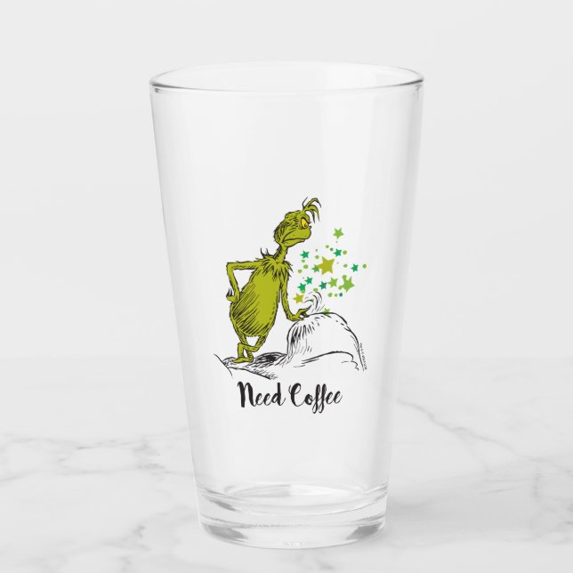 Grinch | Roligt Behöver Kaffe Glaskopp (Framsida)