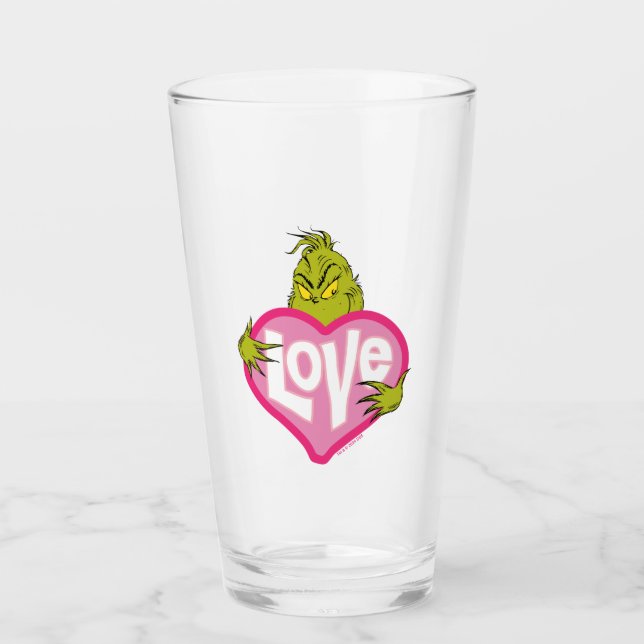 Grinch | Rosa kärlekshjärta Glaskopp (Framsida)