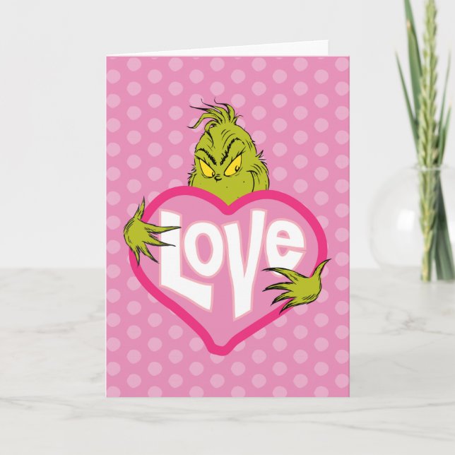 Grinch | Rosa kärlekshjärta Helgkort (Framsida)