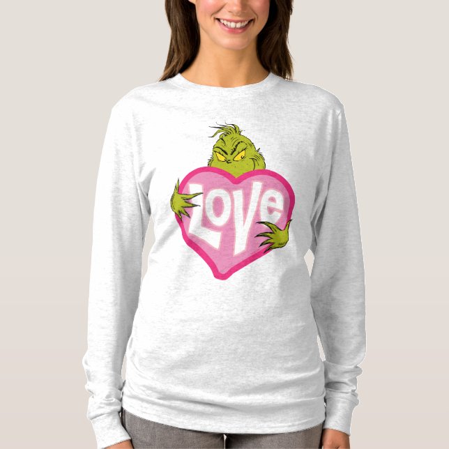 Grinch | Rosa kärlekshjärta Tee Shirt (Framsida)