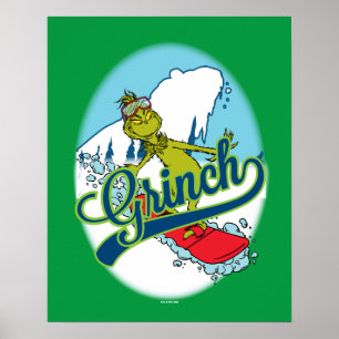 Grinch Snowboarding Poster