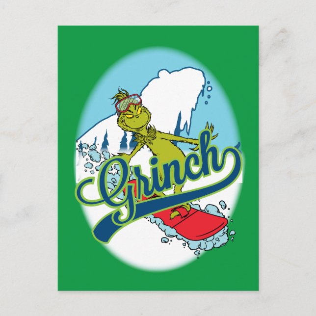 Grinch Snowboarding Vykort (Framsida)