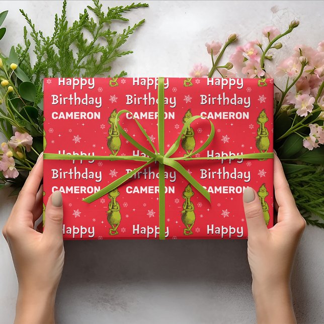 Grinch Snowflake Birthday Presentpapper (Wrapped gift)