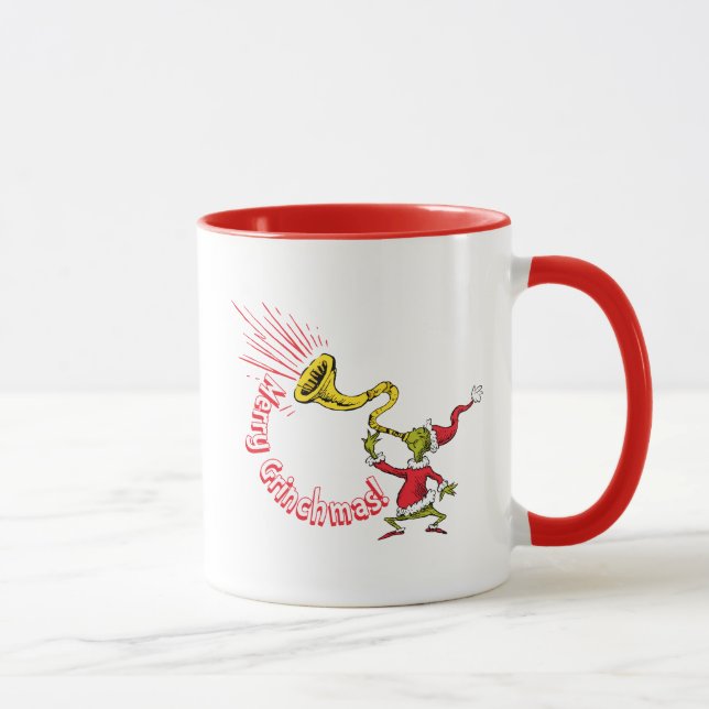 Grinch som blåser i den glada Grinchmas-hornen Mugg (Höger)