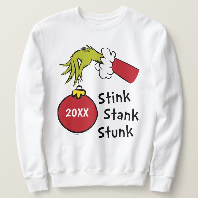 Grinch | Stink Stank Stunk Hoodie Lång Ärmad Tröja (Design framsida)
