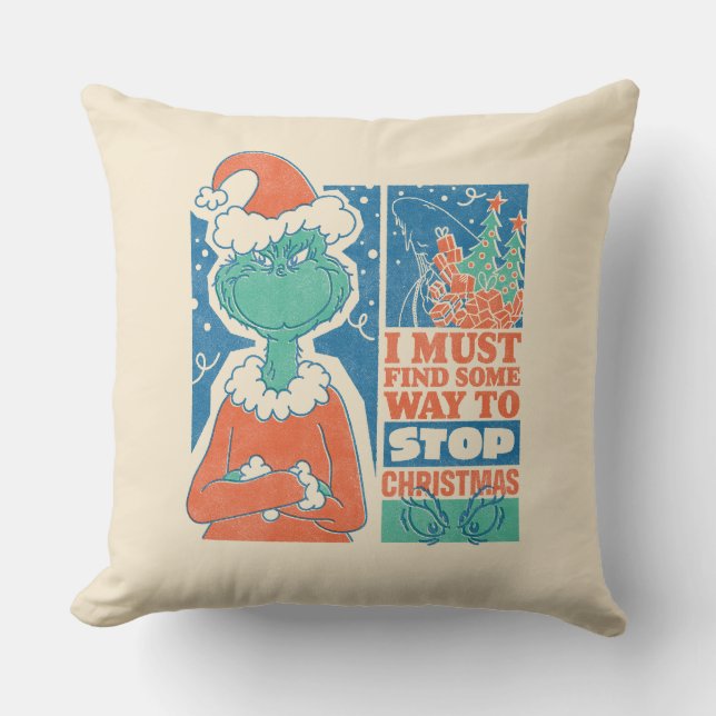 Grinch | Stoppa Vintage av julafton Kudde (Framsida)