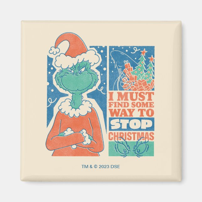 Grinch | Stoppa Vintage av julafton Magnet (Framsidan)