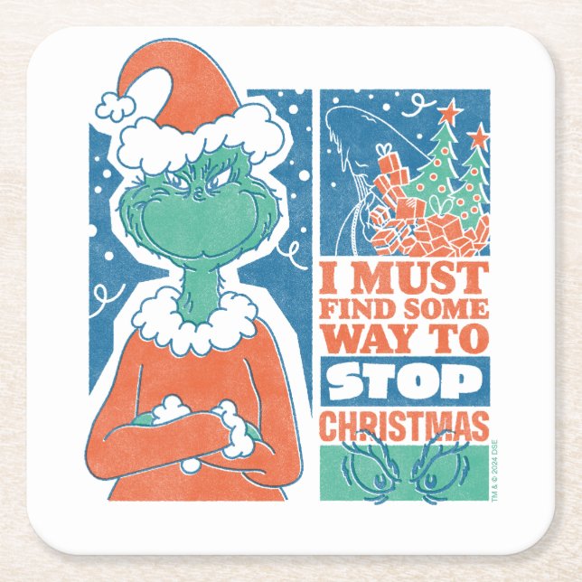 Grinch | Stoppa Vintage av julafton Underlägg Papper Kvadrat (Framsidan)