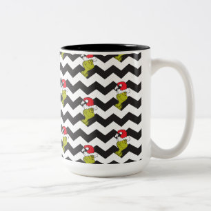 Grinch Svart & Vit Holiday Chevron-mönster Två-Tonad Mugg