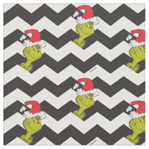 Grinch Svart & Vit Holiday Chevron-mönster Tyg